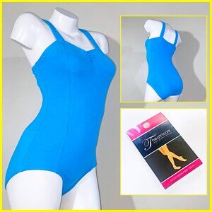 NEW THEATRICALS BUNDLE - L TURQUOISE CAMI LEOTARD & L LT SUNTAN FOOTED TIGHTS